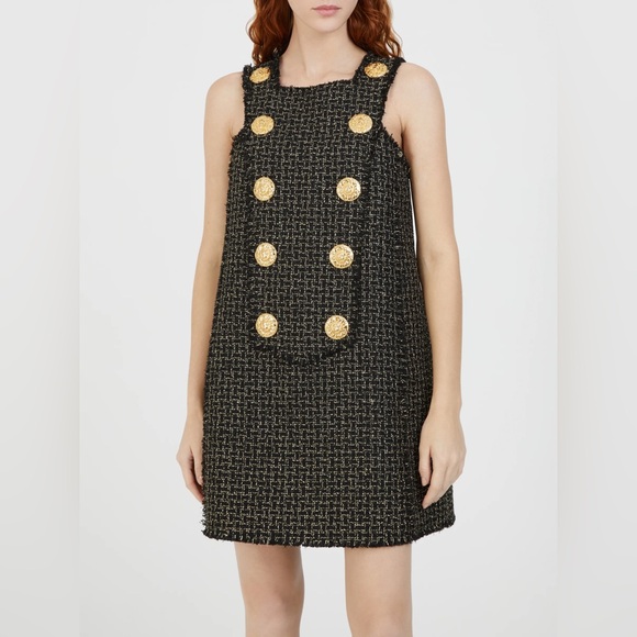 NWT Balmain A-line Round-Neck Woven Mini Dress - Picture 4 of 16